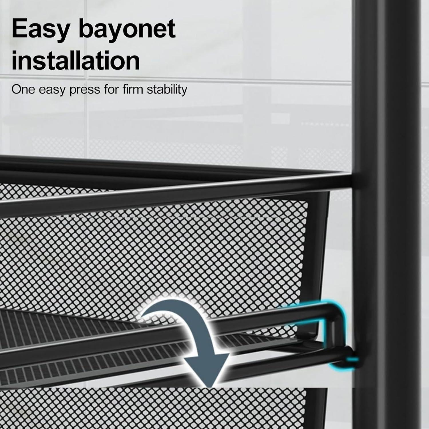 17 Stories Fruit Vegetable Storage Basket,5 Tier Stackable Metal Mesh Storage Basket with 360 Degree Wheels