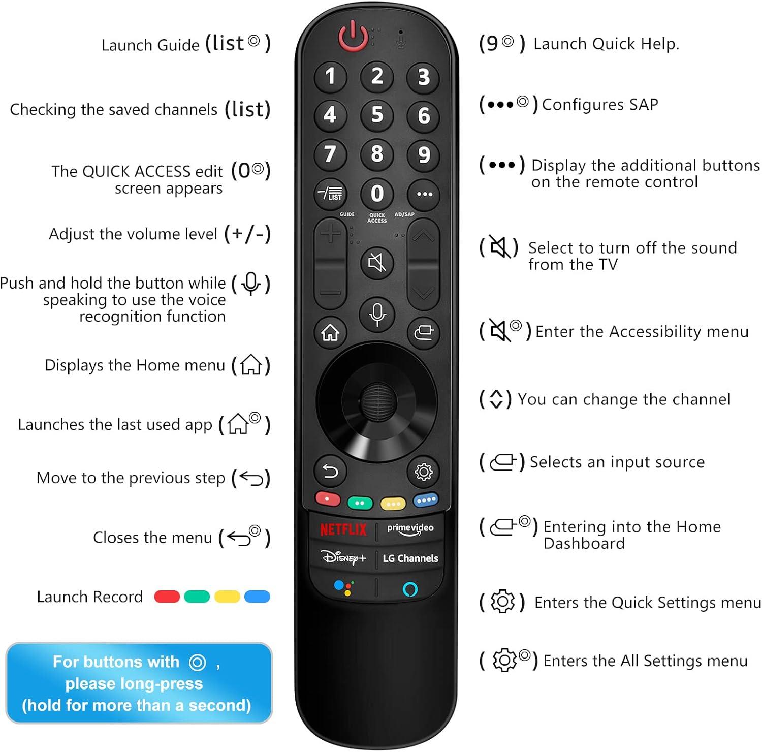 Black Voice Remote Control for LG Smart TV with Pointer and Voice Function