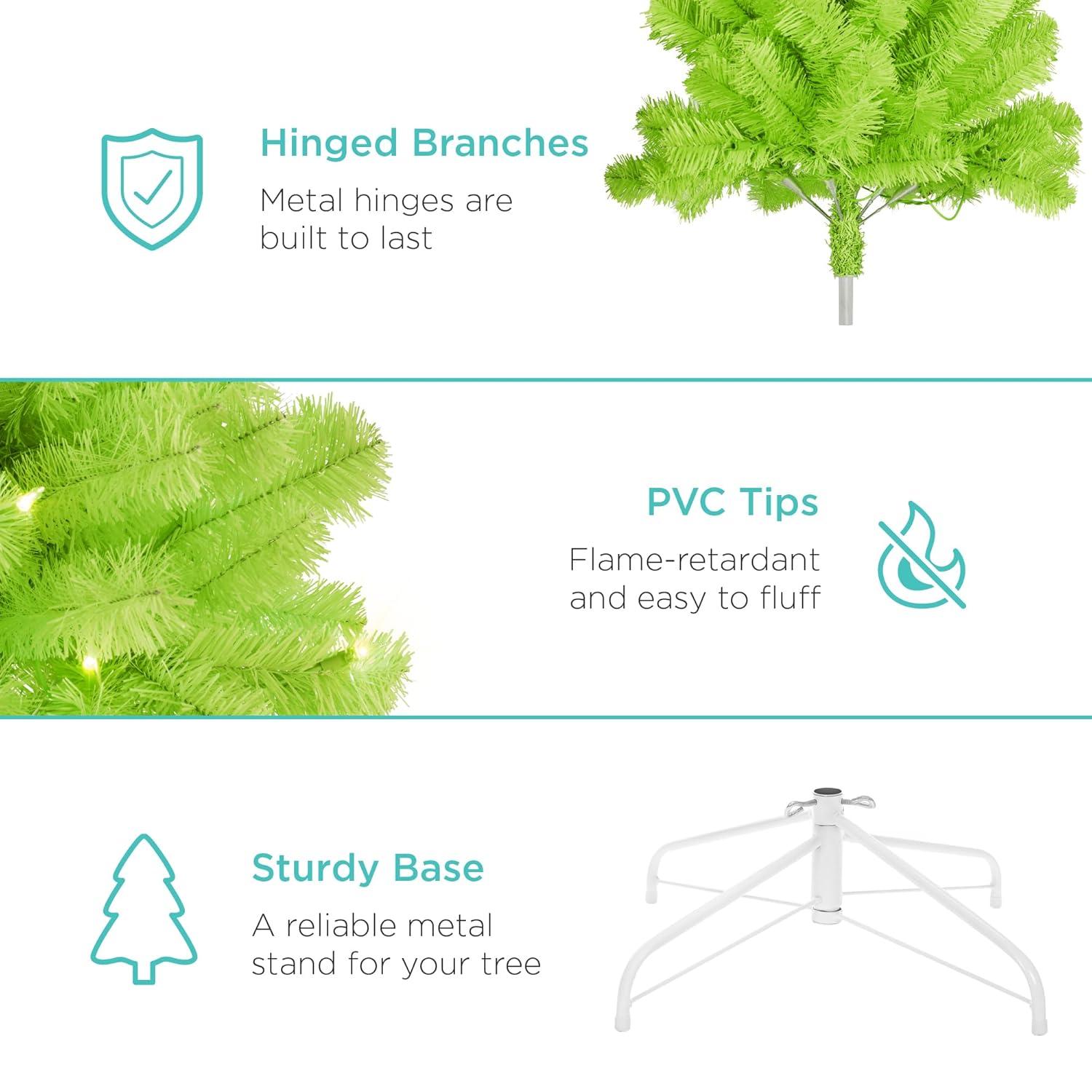 Best Choice Products 6ft Pre-Lit Lime Green Christmas Tree, Artificial Holiday Decoration w/ 250 Lights