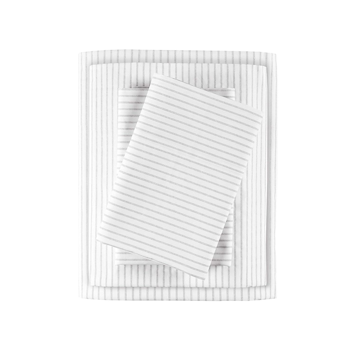 Full 200 Thread Count Printed Cotton Sheet Set Gray Stripe
