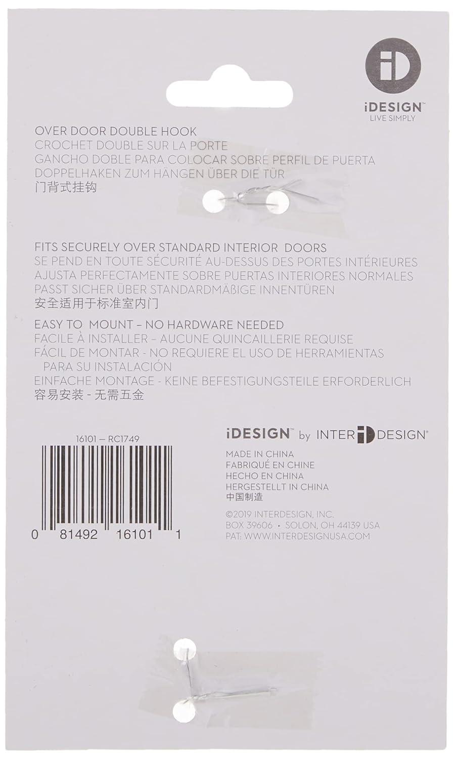 iDesign Over the Door, Organizer Hook for Coats, Hats, Robes, Towels - Double Hook, White