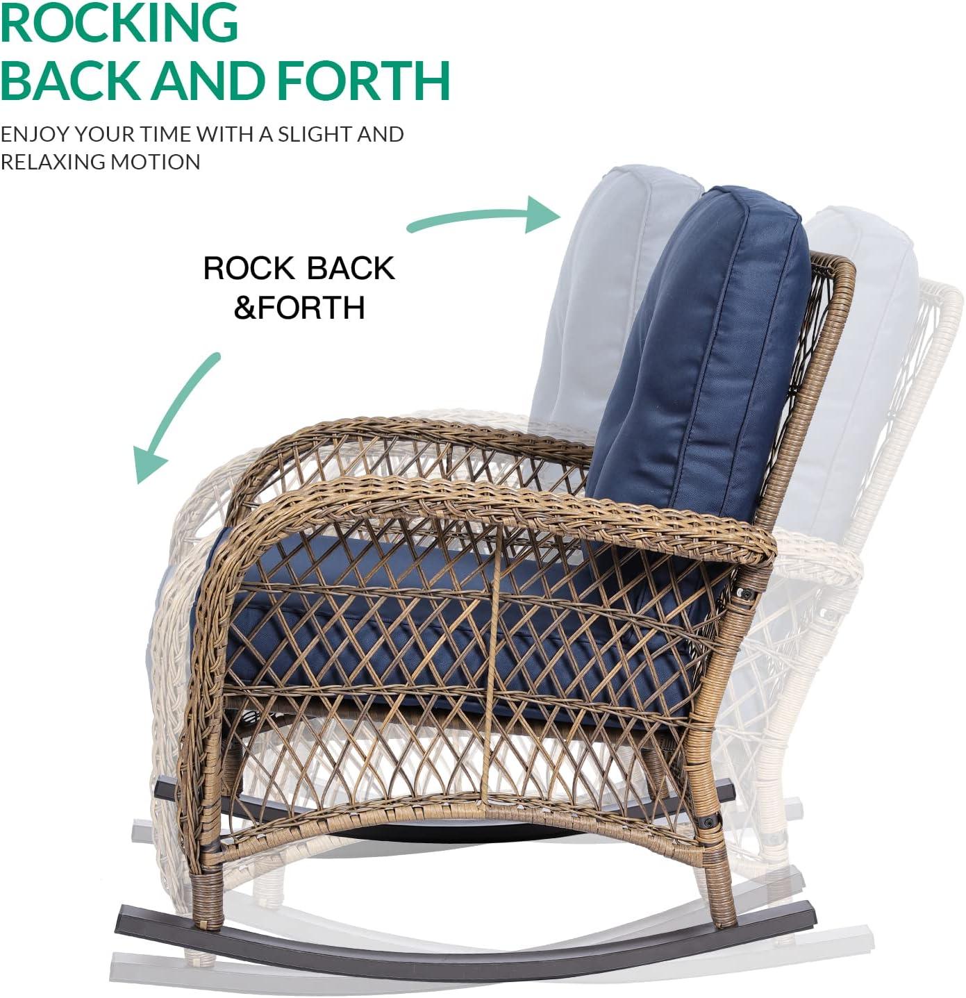 Bayou Breeze Outdoor Matina Rocking Wicker/Rattan Chair with Cushions (Set of 2)
