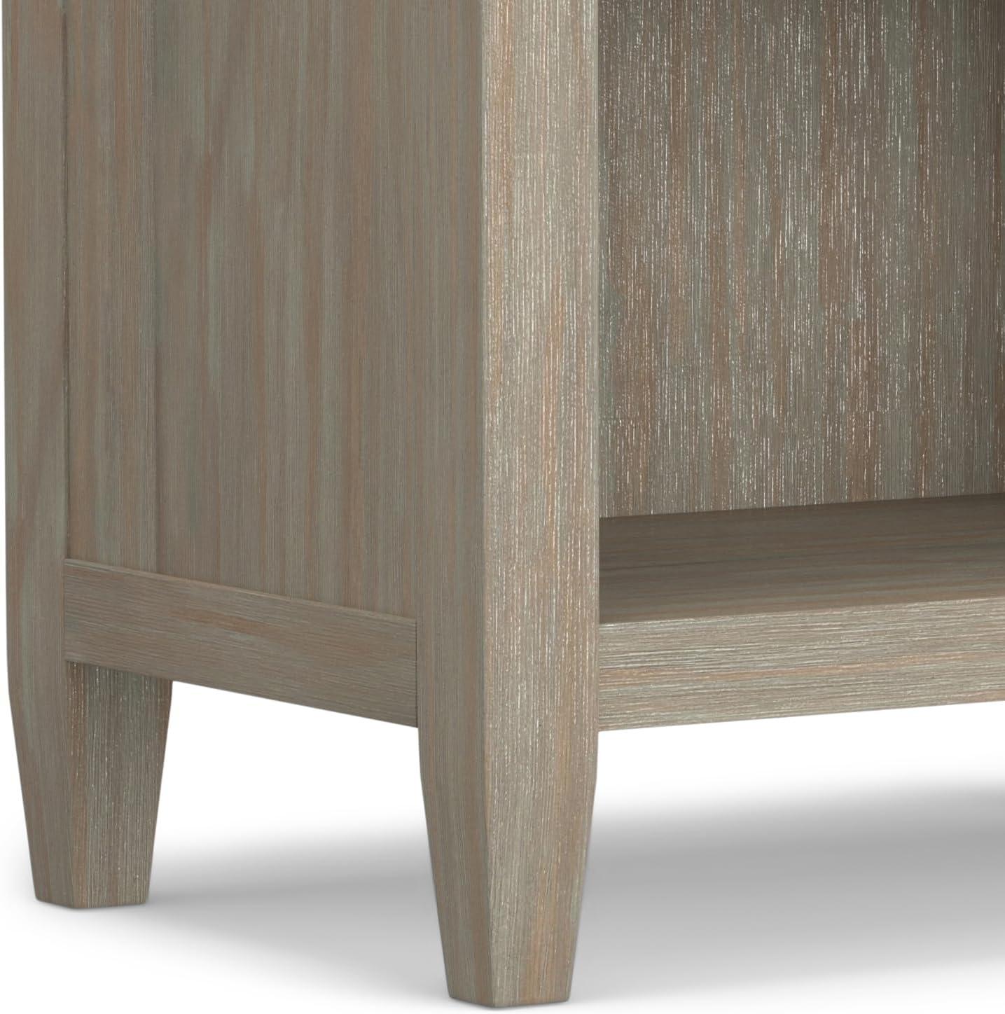 Simpli Home Carlton Solid Wood Bedside Table In Distressed Grey