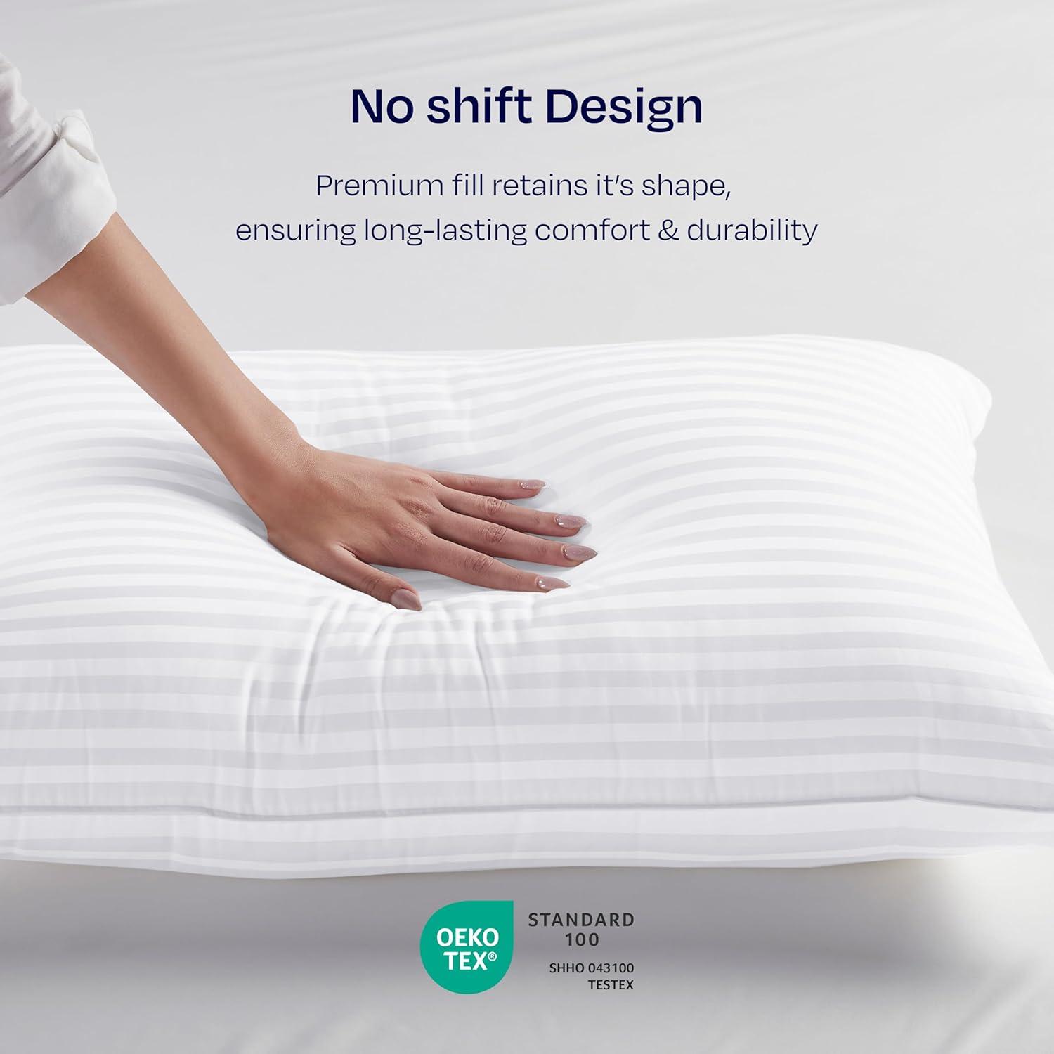 California Design Den Comfort Bed Pillows Standard Size set of 2, Cooling Luxury Hotel Pillows, for Back, Stomach, Side Sleepers 20 x 26 Inches