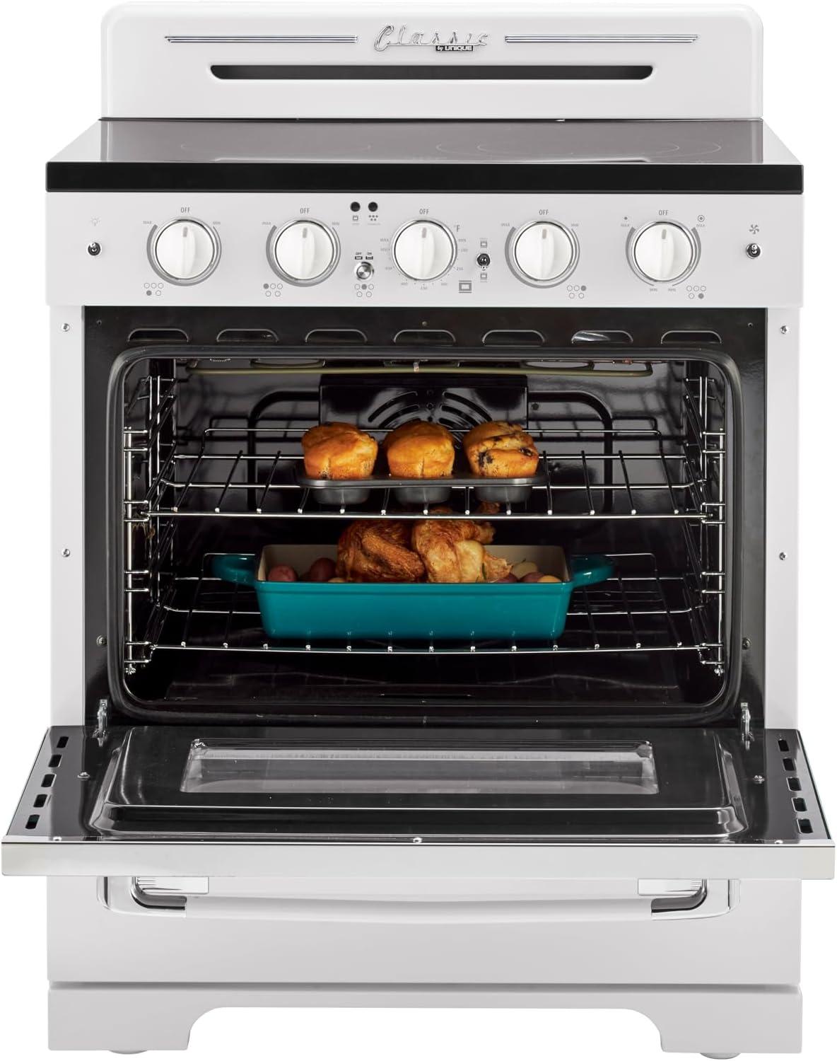 Classic Retro 30" 5 Element 3.9 cu. ft. Freestanding Electric Glass Top Range with Convection Oven