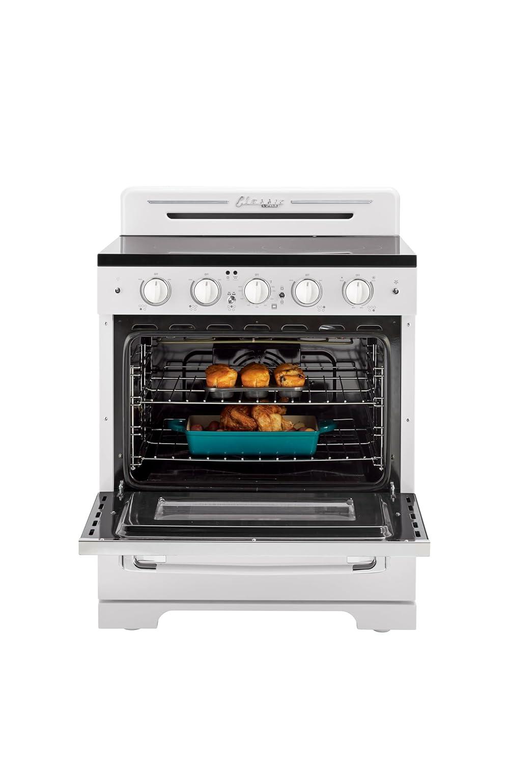 Unique Appliances Classic Retro 30" 5 Element 3.9 cu. ft. Freestanding Electric Glass Top Range with Convection Oven UGP-30CR EC W