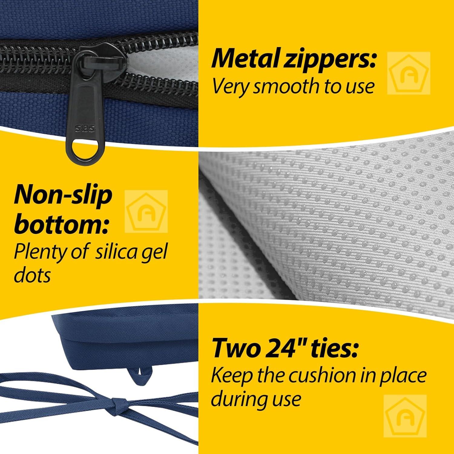 18 in. x 18 in. x 2 in. Outdoor Square Dining Chair Seat Cushion for Patio Furniture, Navy Blue (2-Pack)