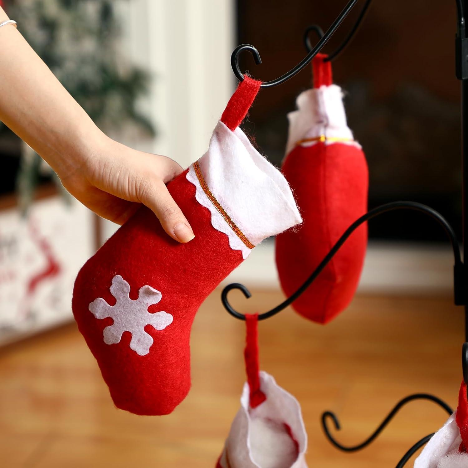 Black Metal Christmas Stocking Holder Tree with Star Topper