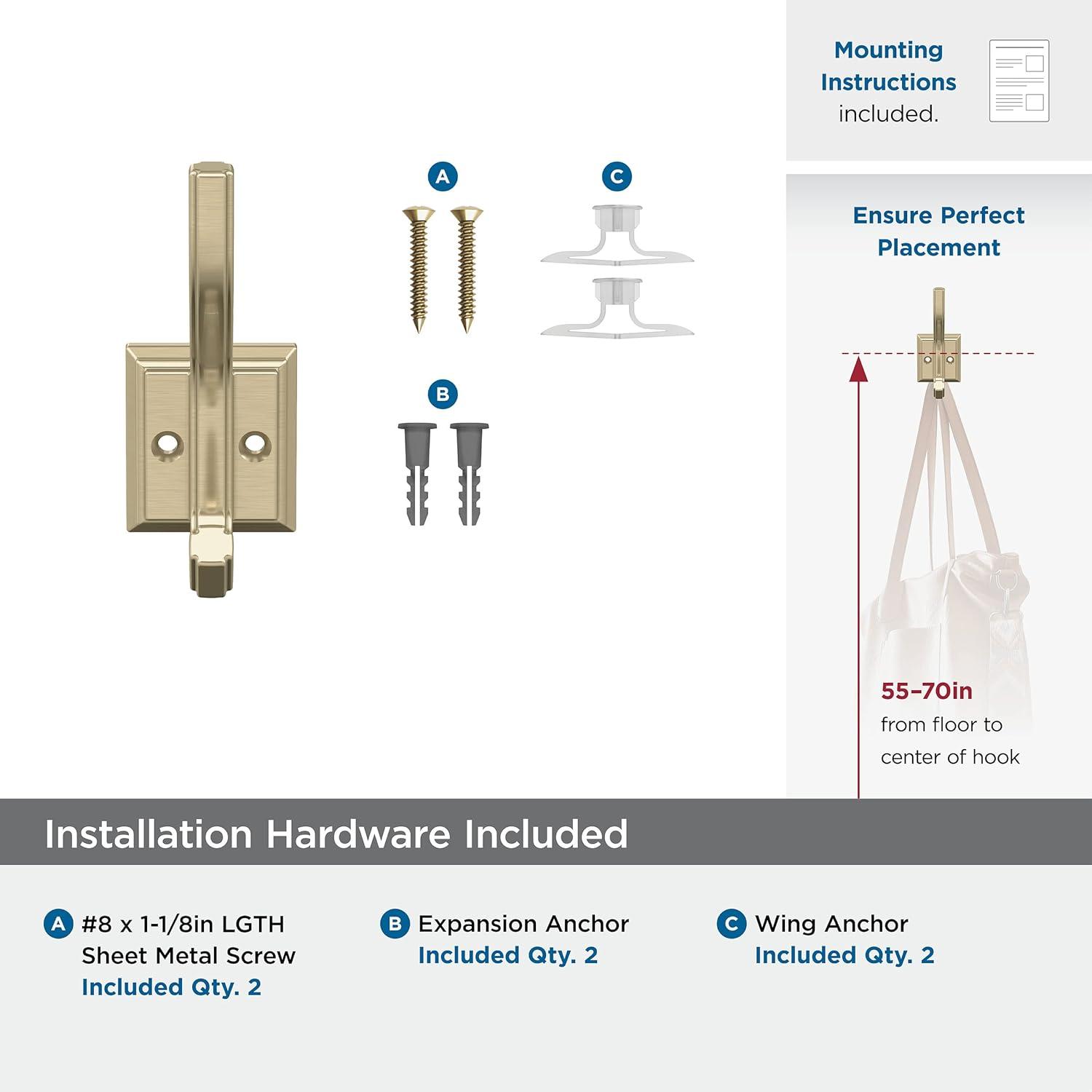 Aliso Transitional Double Prong Decorative Wall Hook