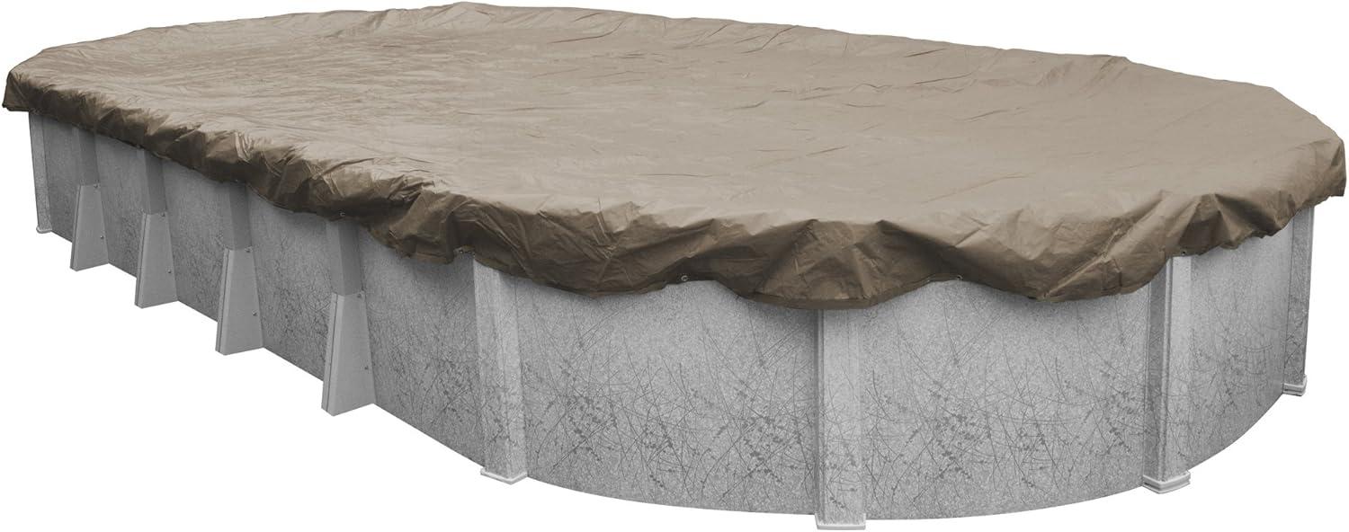 Extra Heavy-Duty Sandstone Oval Winter Pool Cover