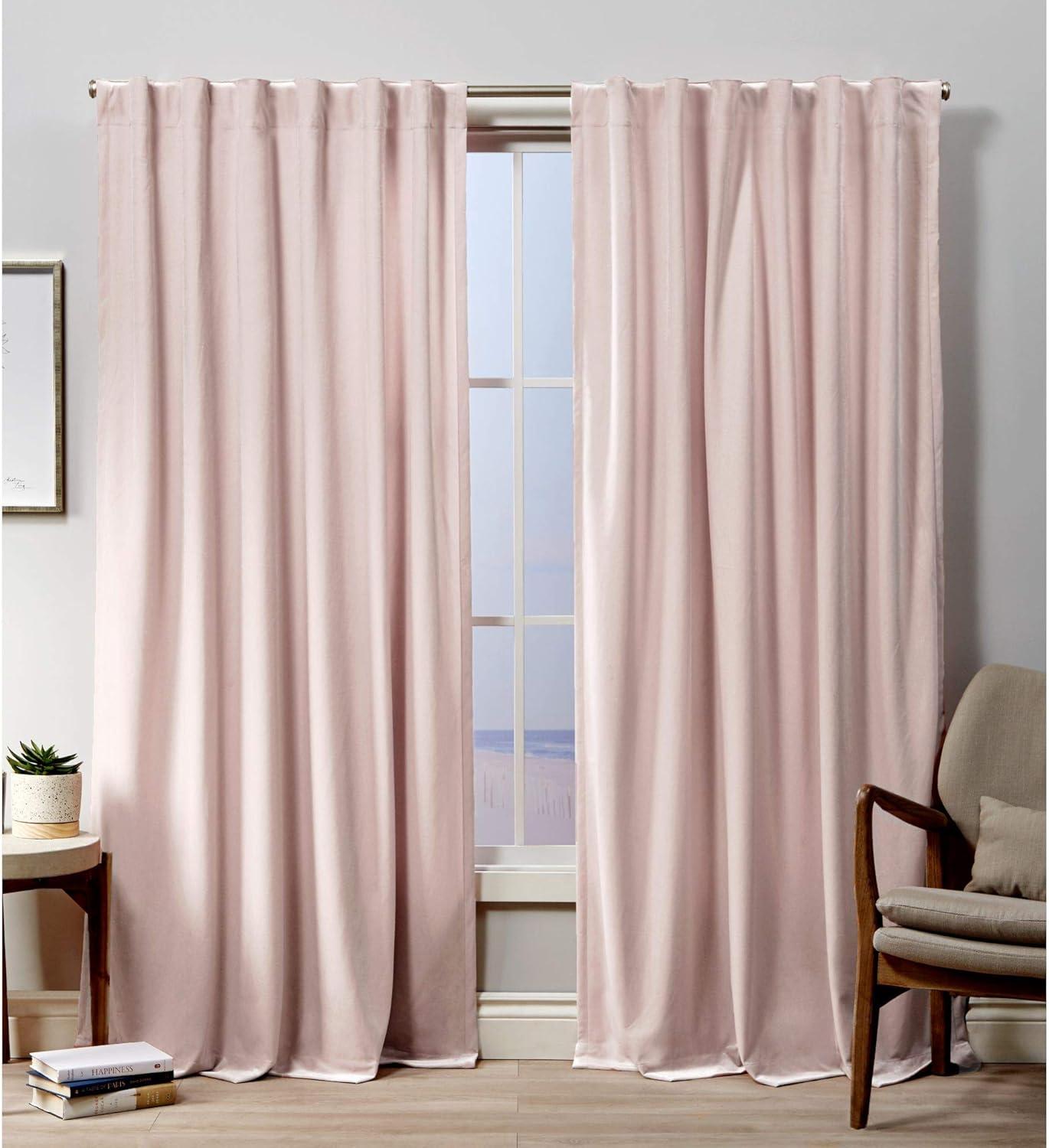 Blush Velvet Light-Filtering Pleated Curtain Panels, 52"x84"