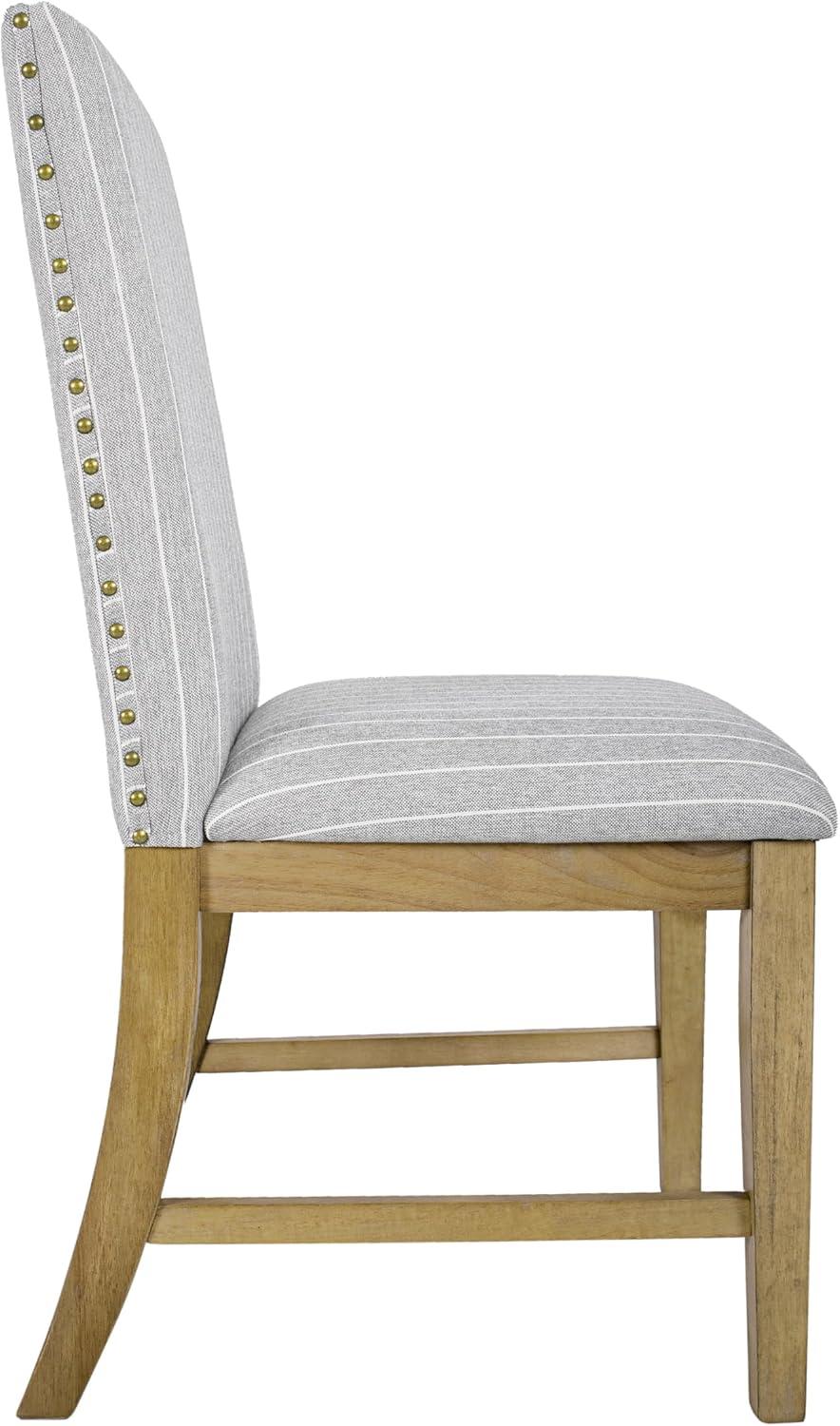 Light Grey Upholstered Linen Parsons Side Chair Set with Wood Frame