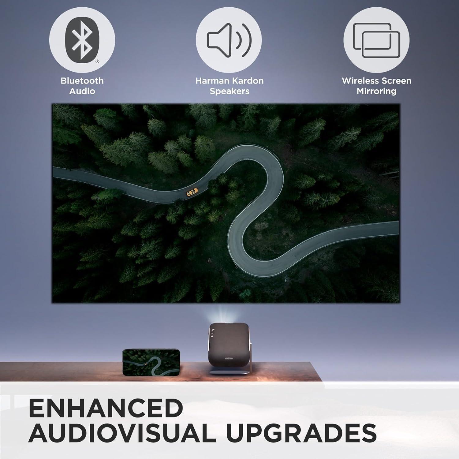 ViewSonic M1X Portable LED Projector with Smart Stand, Harman Kardon Speakers, Built-In Battery, H/V Keystone, 4 Corner Adjustment, Bluetooth, Wi-Fi,