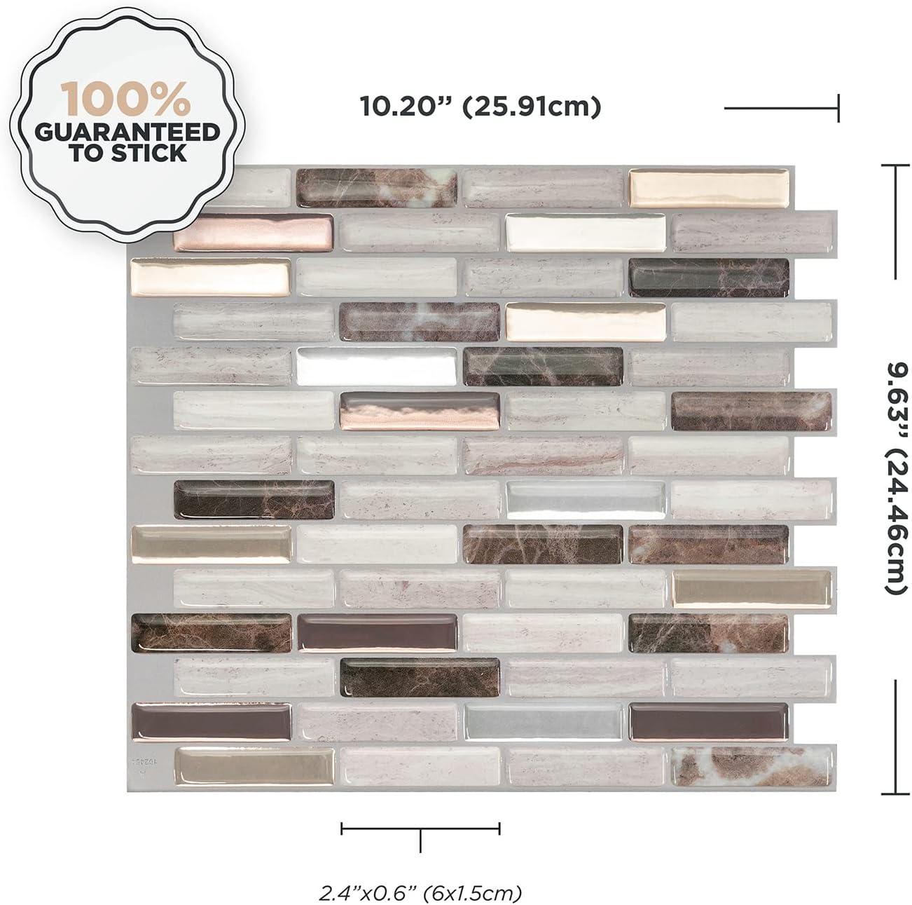 Gray and Brown 3D Peel and Stick Mosaic Backsplash Tiles