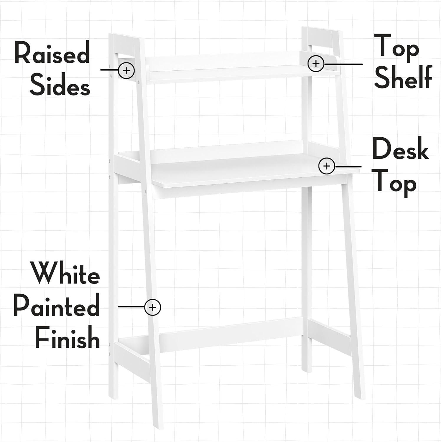 Kids' Desk with Ladder Shelf Storage White - RiverRidge Home: MDF Art Desk, Creative Writing, Toddler & Kids Desks