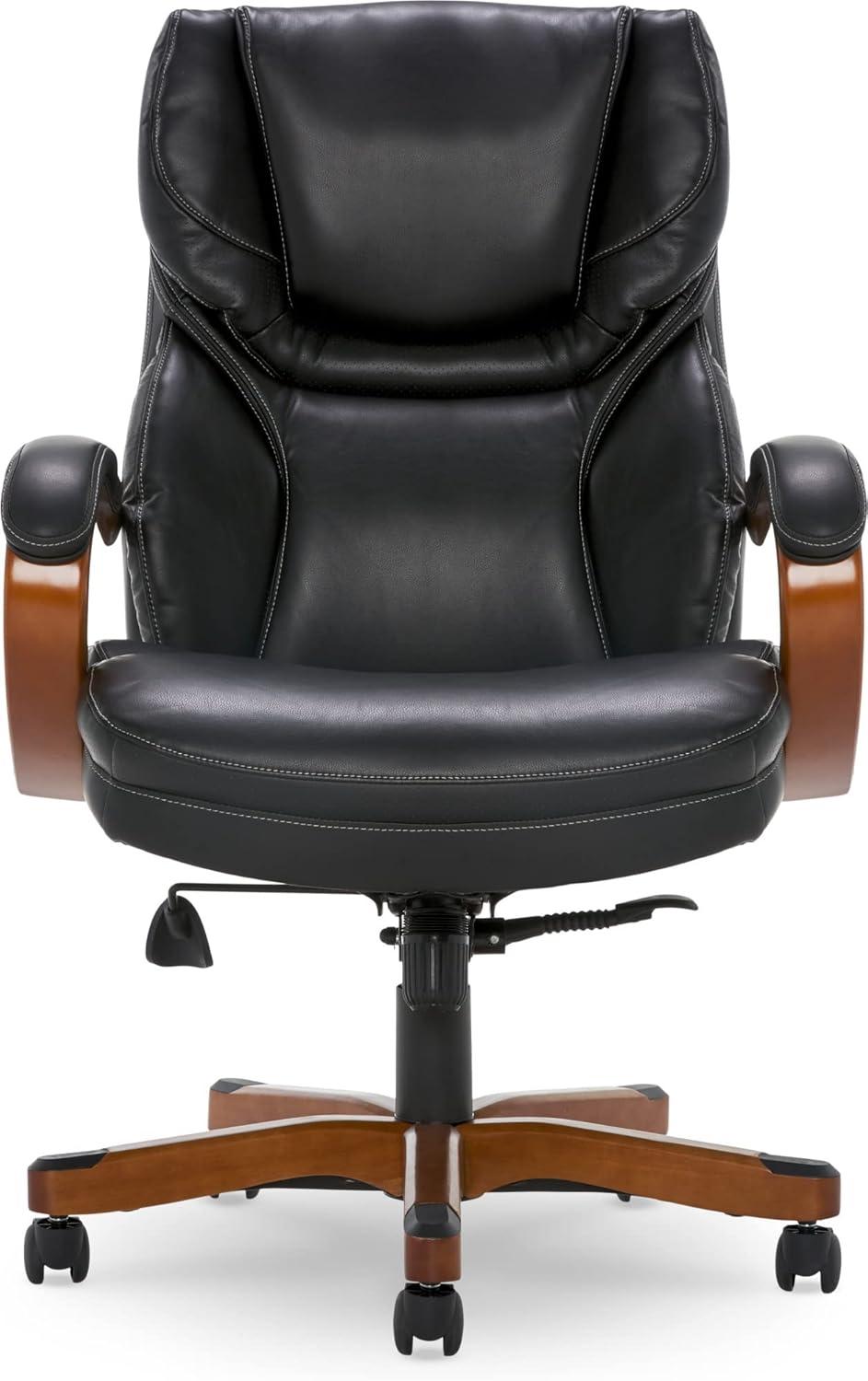 Serta Conway Big and Tall Executive Ergonomic Office Chair with Lumber Support and Wood Accents