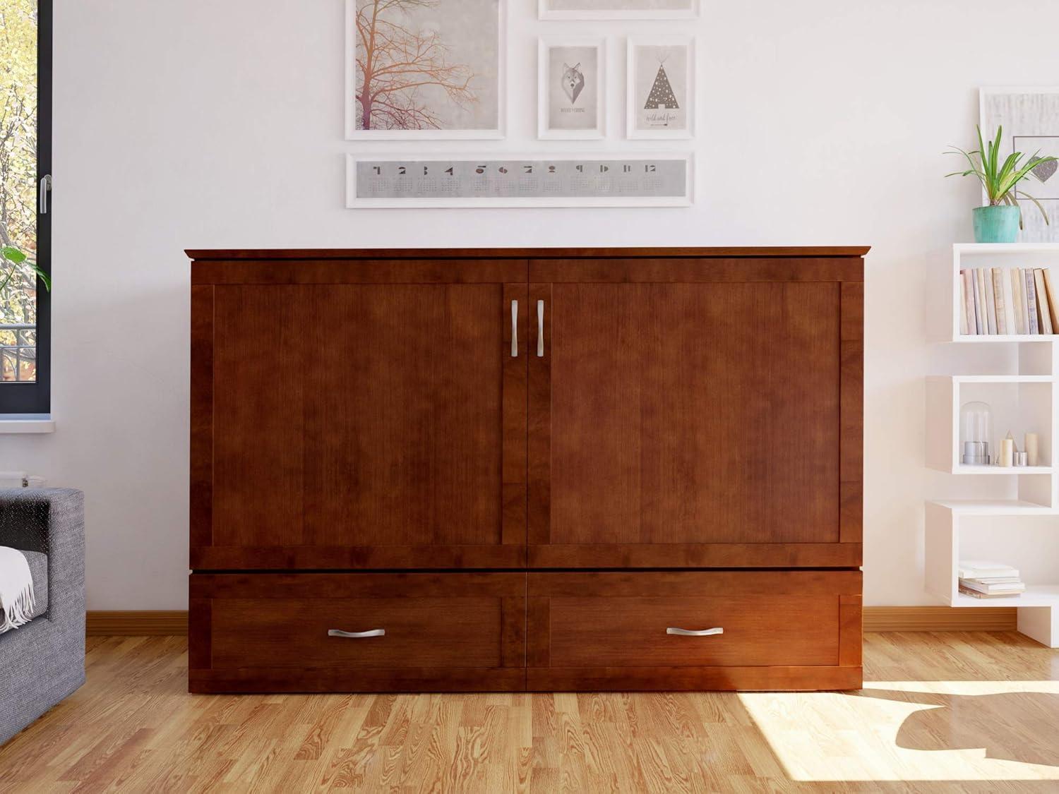 Queen Hamilton Murphy Bed Chest with Folding Mattress - AFI: USB Turbo Charger, Storage