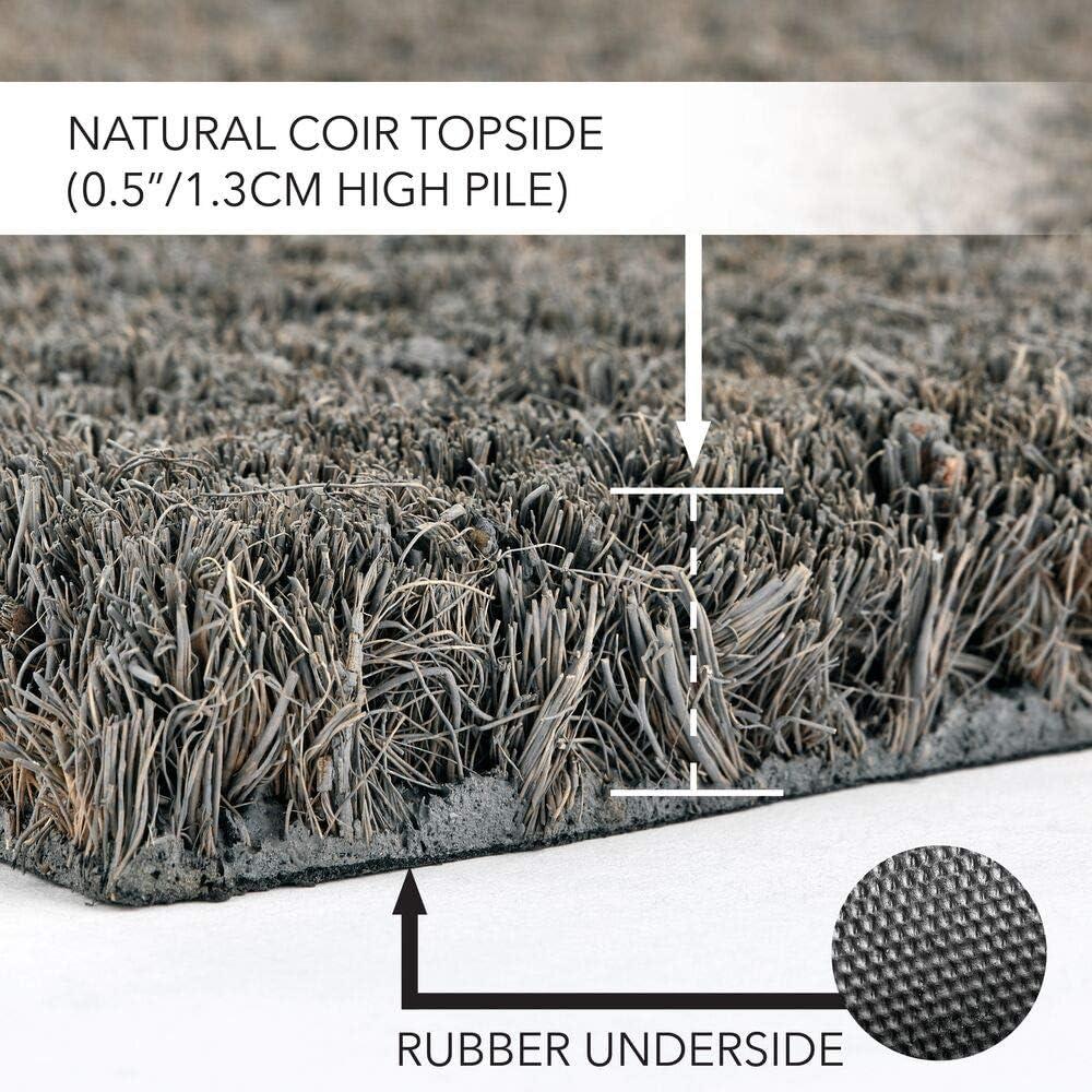 mDesign Welcome Doormat with Natural Fibers Script Hello - Gray/Natural