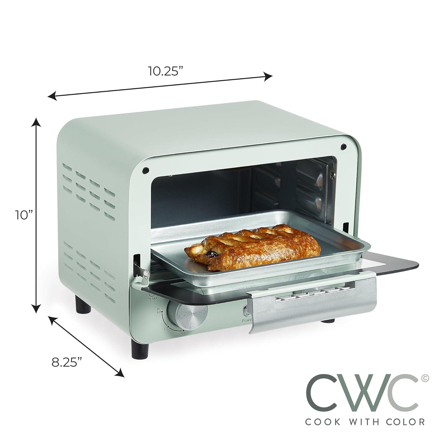 COOK WITH COLOR Small Toaster Oven 600-Watt Countertop Oven Cooker Kitchen Appliance, Sage
