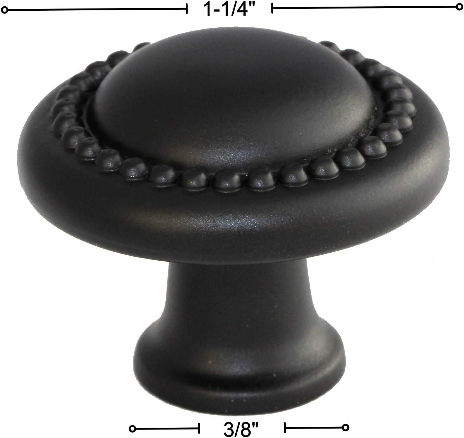 Matte Black Round Bronze Mushroom Cabinet Knob with Mounting Hardware