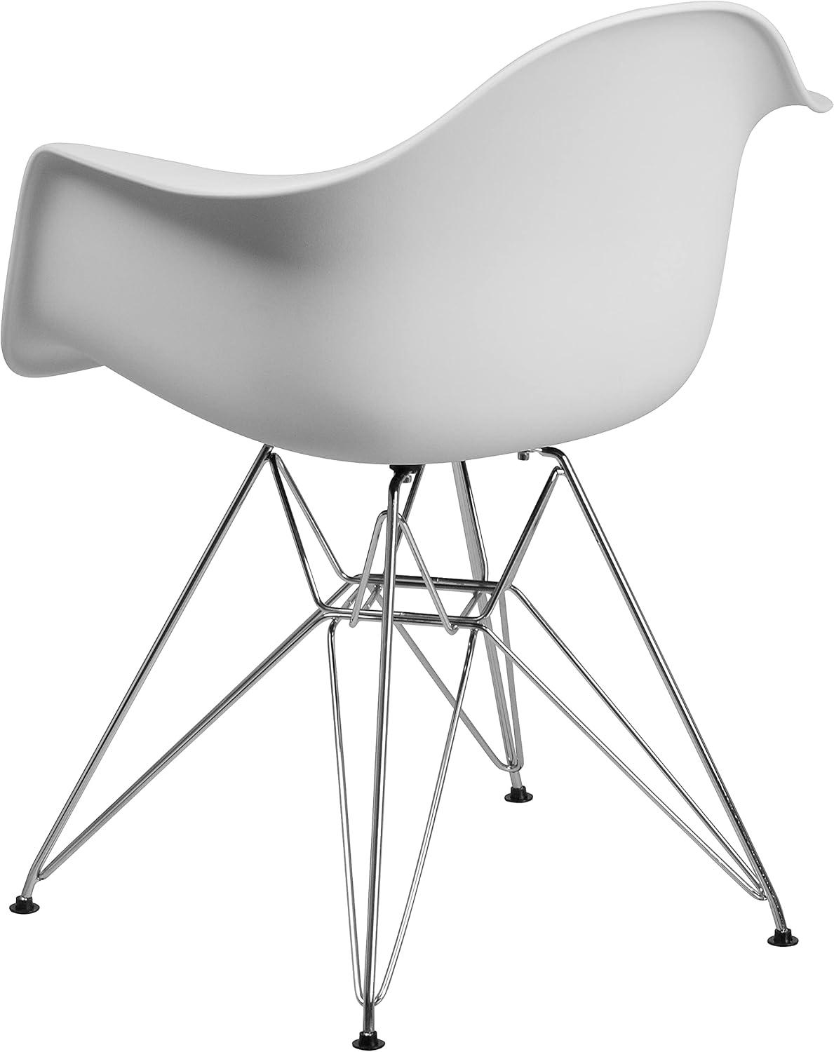 Flash Furniture 2 Pack Alonza Series White Plastic Chair with Chrome Base