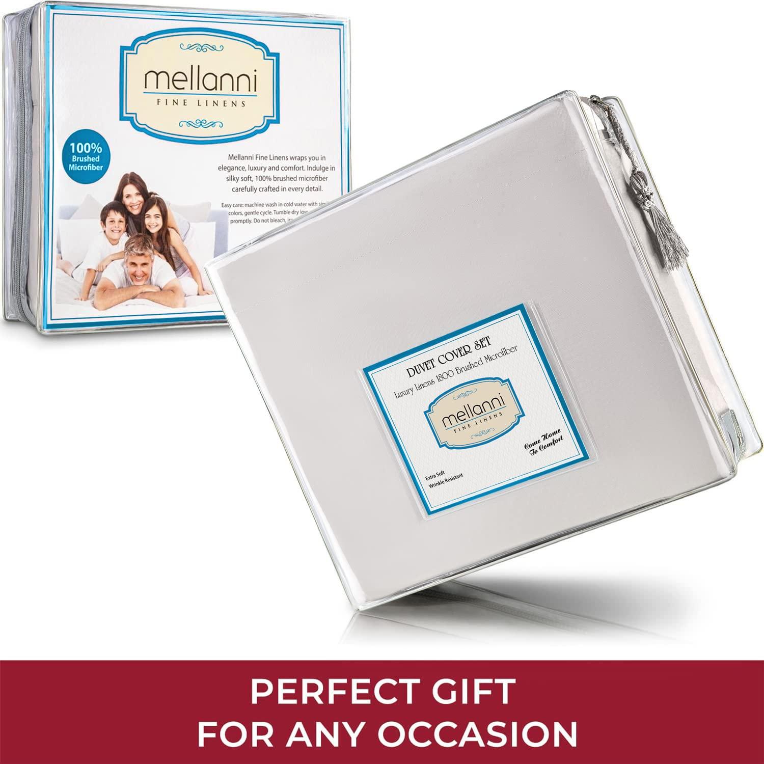 Mellanni Microfiber Duvet Cover Set, Twin, Gray, 3 Piece