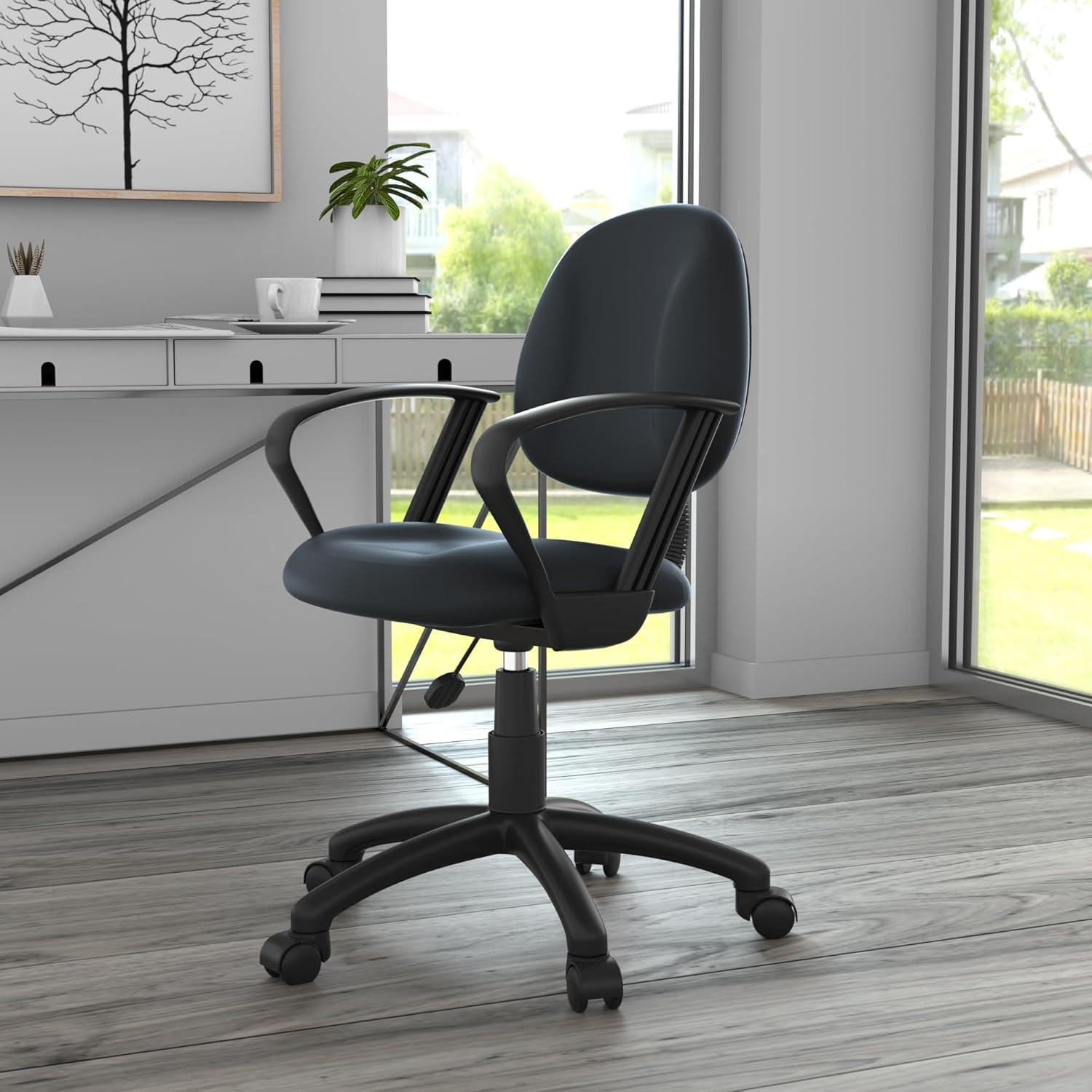 Black LeatherPlus Ergonomic Task Chair with Fixed Arms