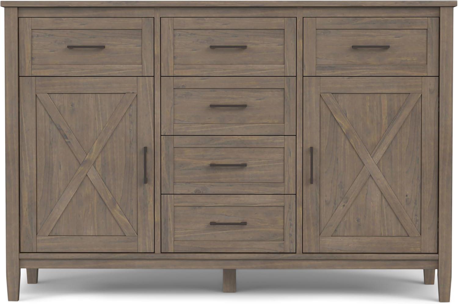 Simpli Home Ela SOLID WOOD 54 inch Wide Transitional Sideboard in Smoky Brown