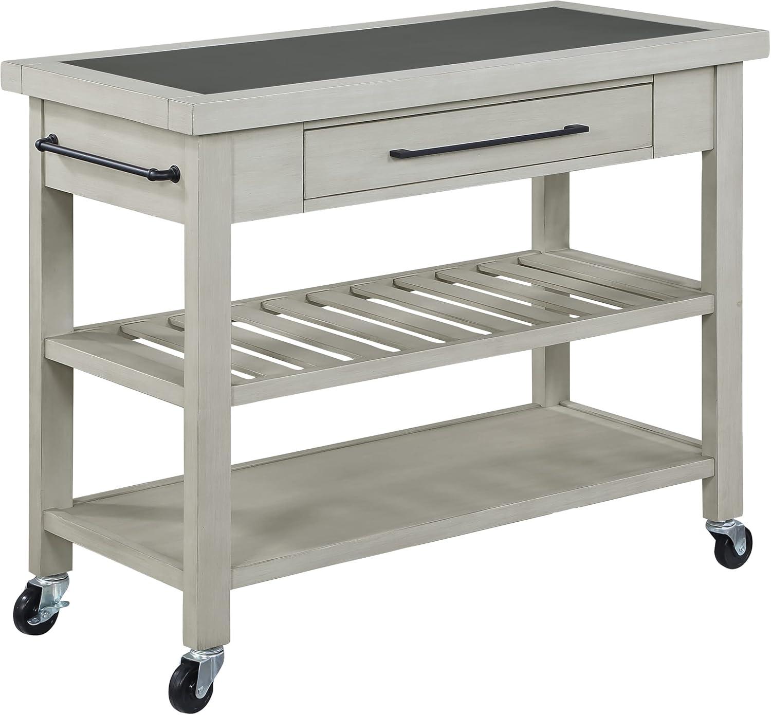 Bridgeford Engineered Wood Kitchen Island  in Antique White