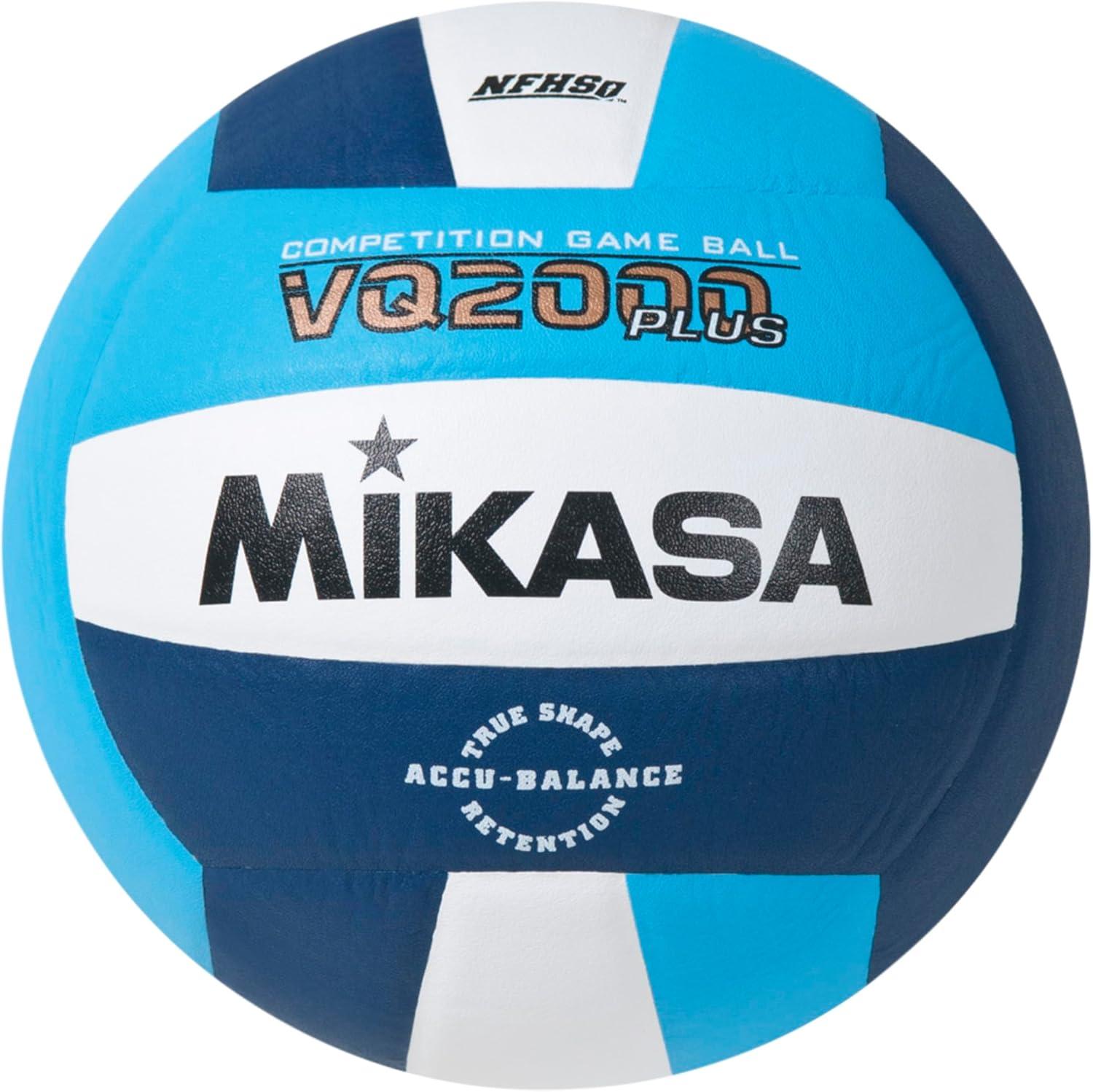 Mikasa VQ2000 Plus NFHS Volleyball, Size 5, Columbia Blue/Navy/White