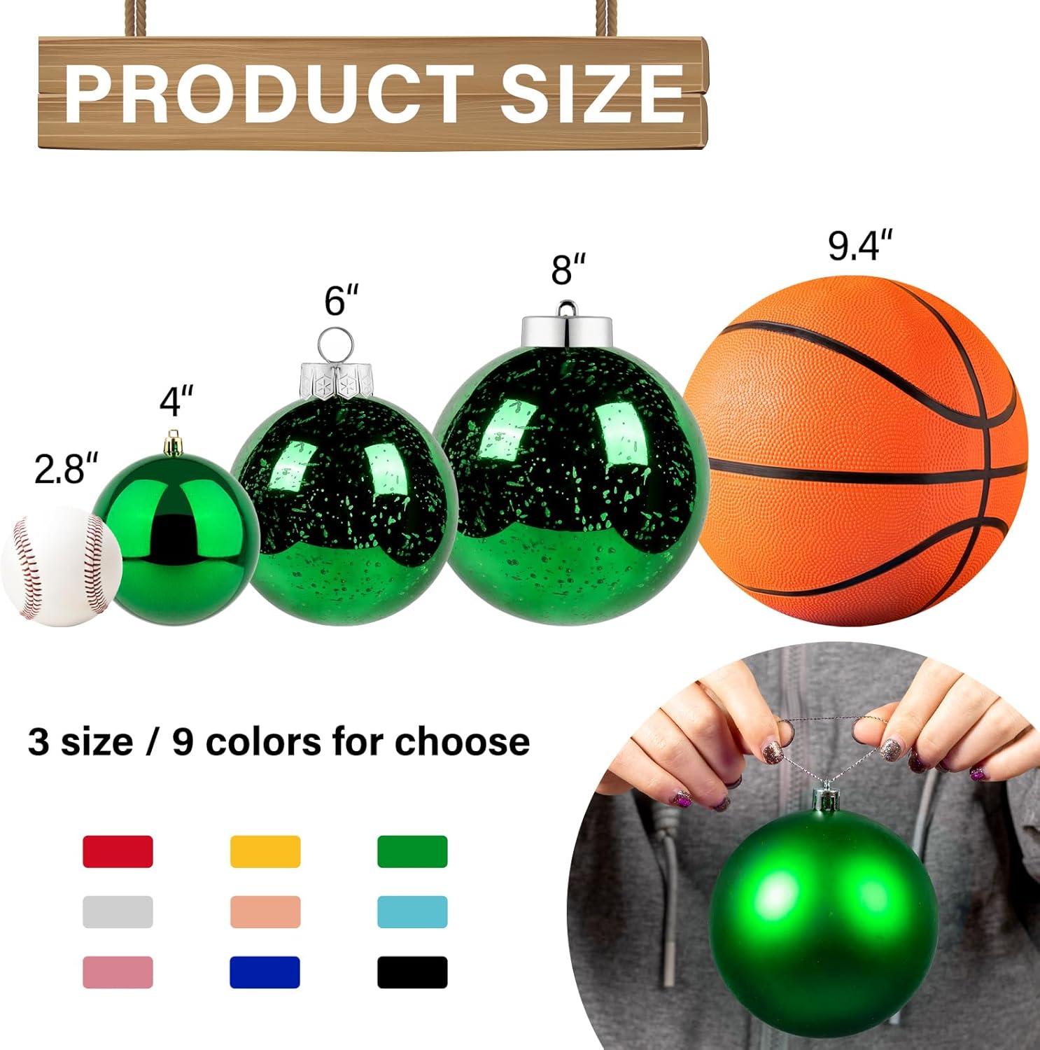 XmasExp 4in Large Christmas Ornaments Christmas Ball Ornaments Giant Tree Decoration Shatterproof Decorative Hanging Balls for Holiday Party Decor (Silver,4pcs)
