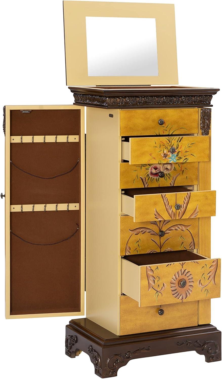 Powell Masterpiece Hand-Painted Jewelry Armoire, Antique Parchment