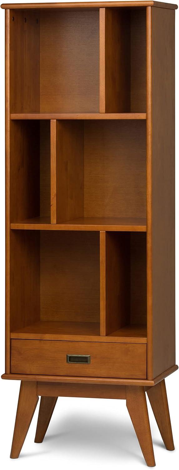 Draper Mid Century Solid Teak Brown Bookcase with Storage