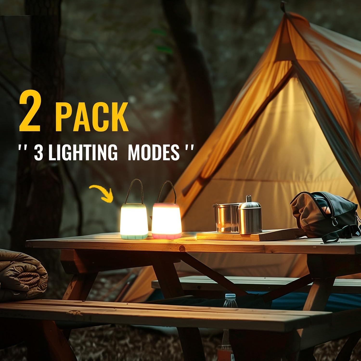 Compact Pastel LED Camping Lanterns with 3 Light Modes