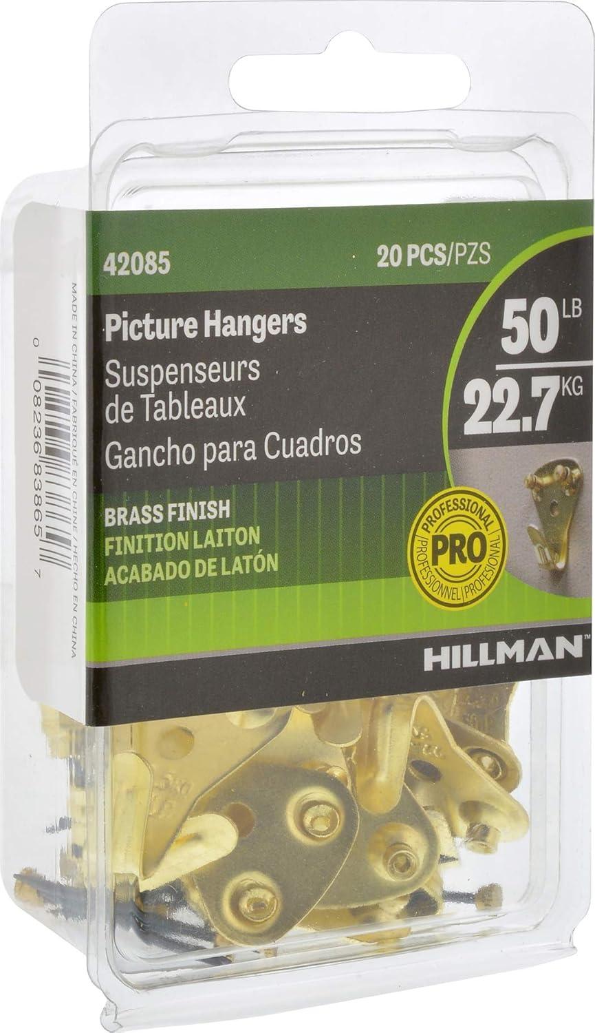 Hillman AnchorWire Brass-Plated Classic Picture Hanger 50 lb 20 pk (Case of 5)