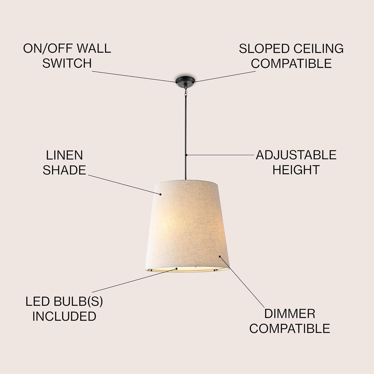 Arden 18" 1-Light Farmhouse Bohemian Iron LED Pendant, Oil Rubbed Bronze/Beige