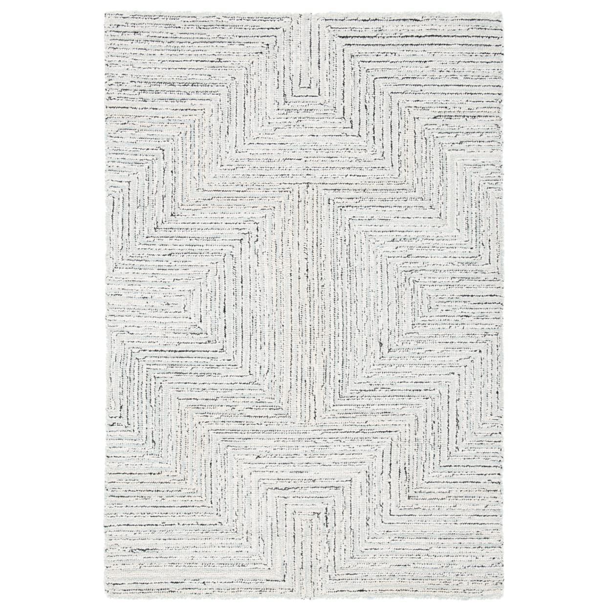 SAFAVIEH Micro-Loop Darden Geometric Area Rug, Light Grey/Ivory, 2' x 3'