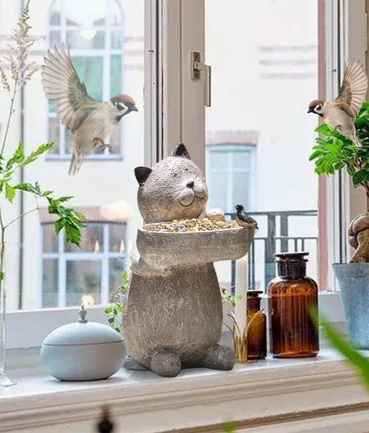 Trinx Cat Garden Statue Outdoor Decor Sculptures 12.3 Inch Height Figurine Gardening Lawn Ornament Gifts