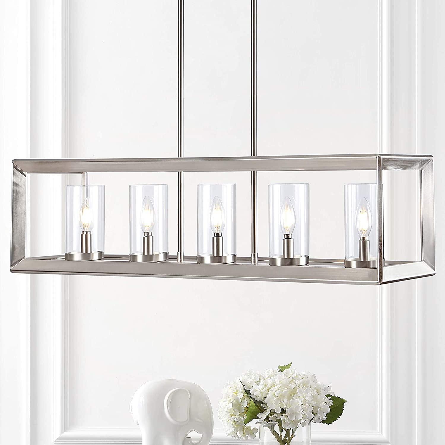 JONATHAN Y Anna Linear 5-light Metal/Glass LED Pendant