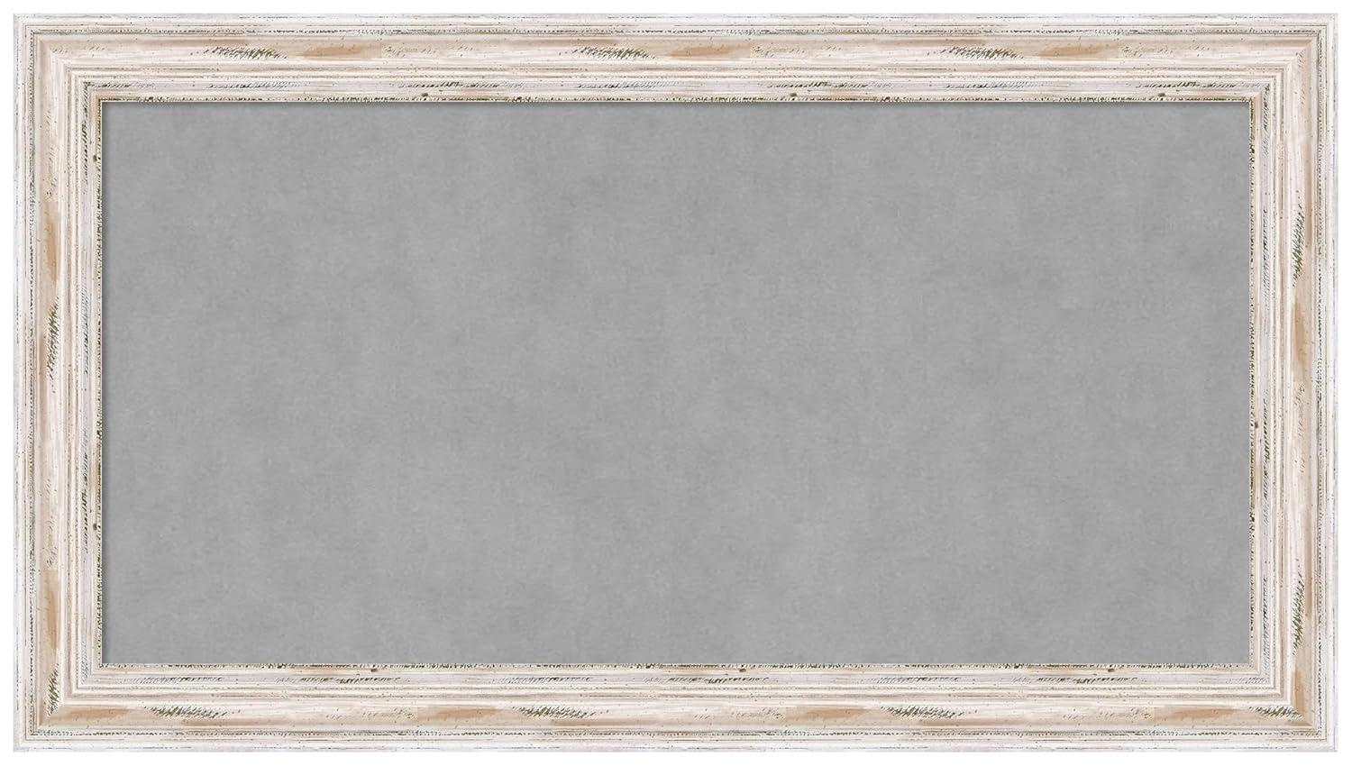 Amanti Art Alexandria White Wash Narrow Framed Magnetic Board 27 x 15 in.