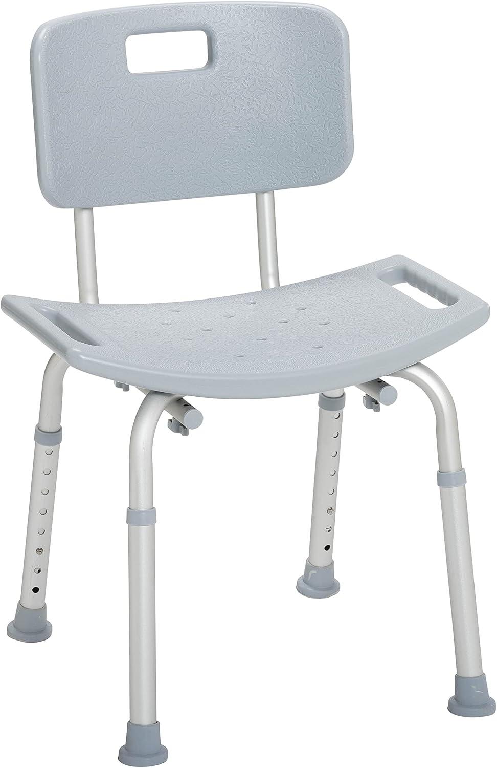 Drive Medical Bathroom Safety Shower Tub Bench Chair with Back, Gray