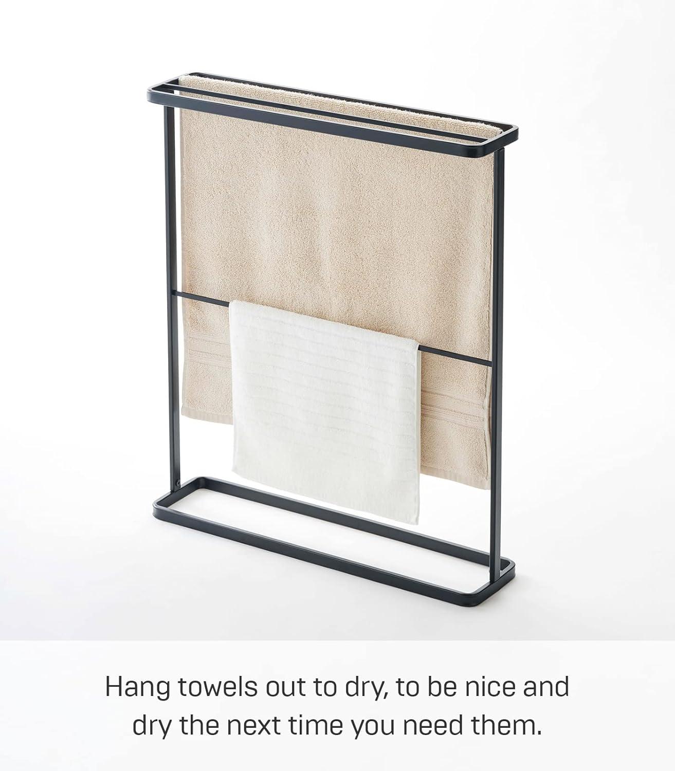 Yamazaki Home Bath Towel Hanger - Bathroom Organizer Storage Holder Dry Rack, Steel