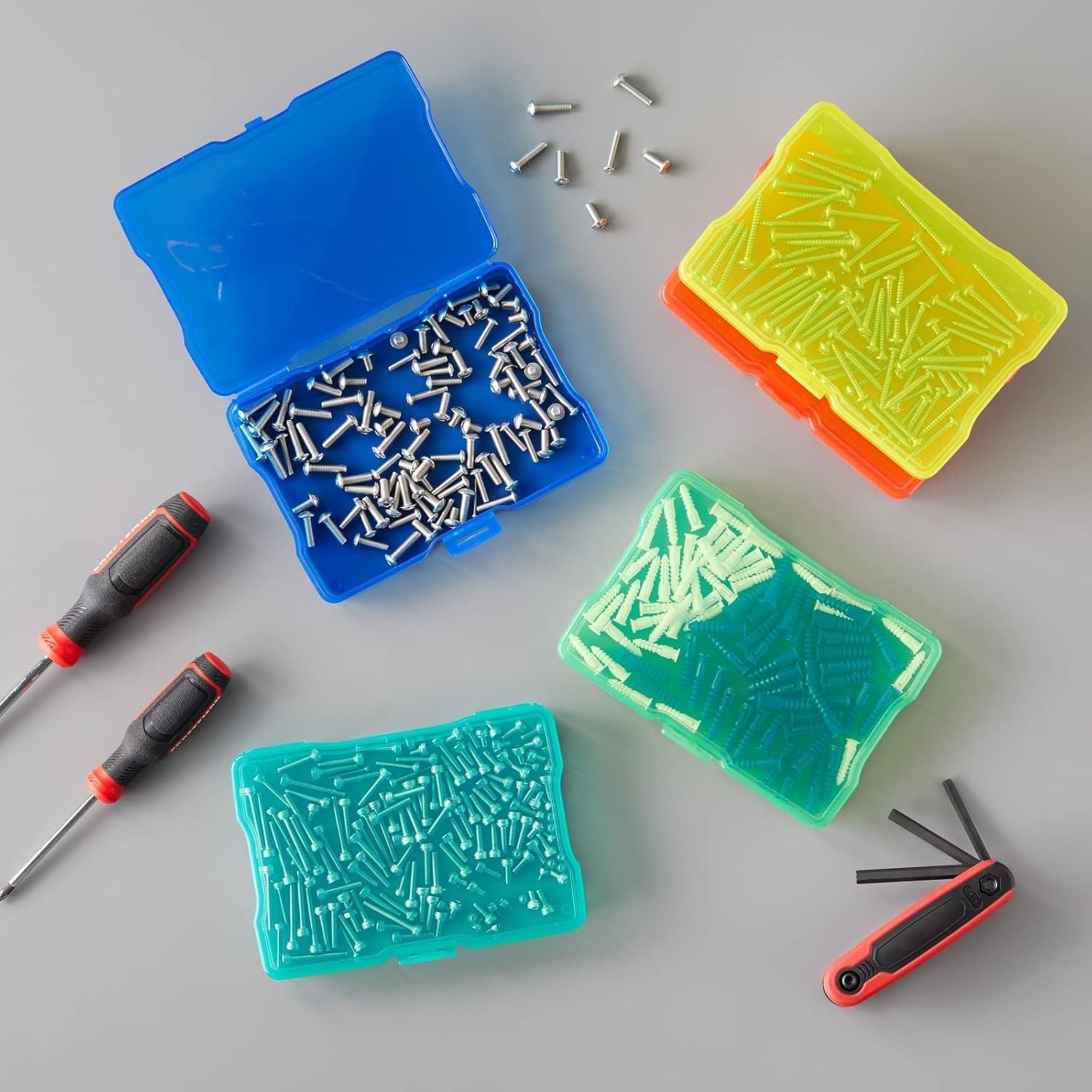 Bright Creations 4 x 6 Inch Photo Storage Box with Handle, 16 Rainbow Colored Craft Organizers and Storage Cases for Pictures, Cards, 15x12x5 In