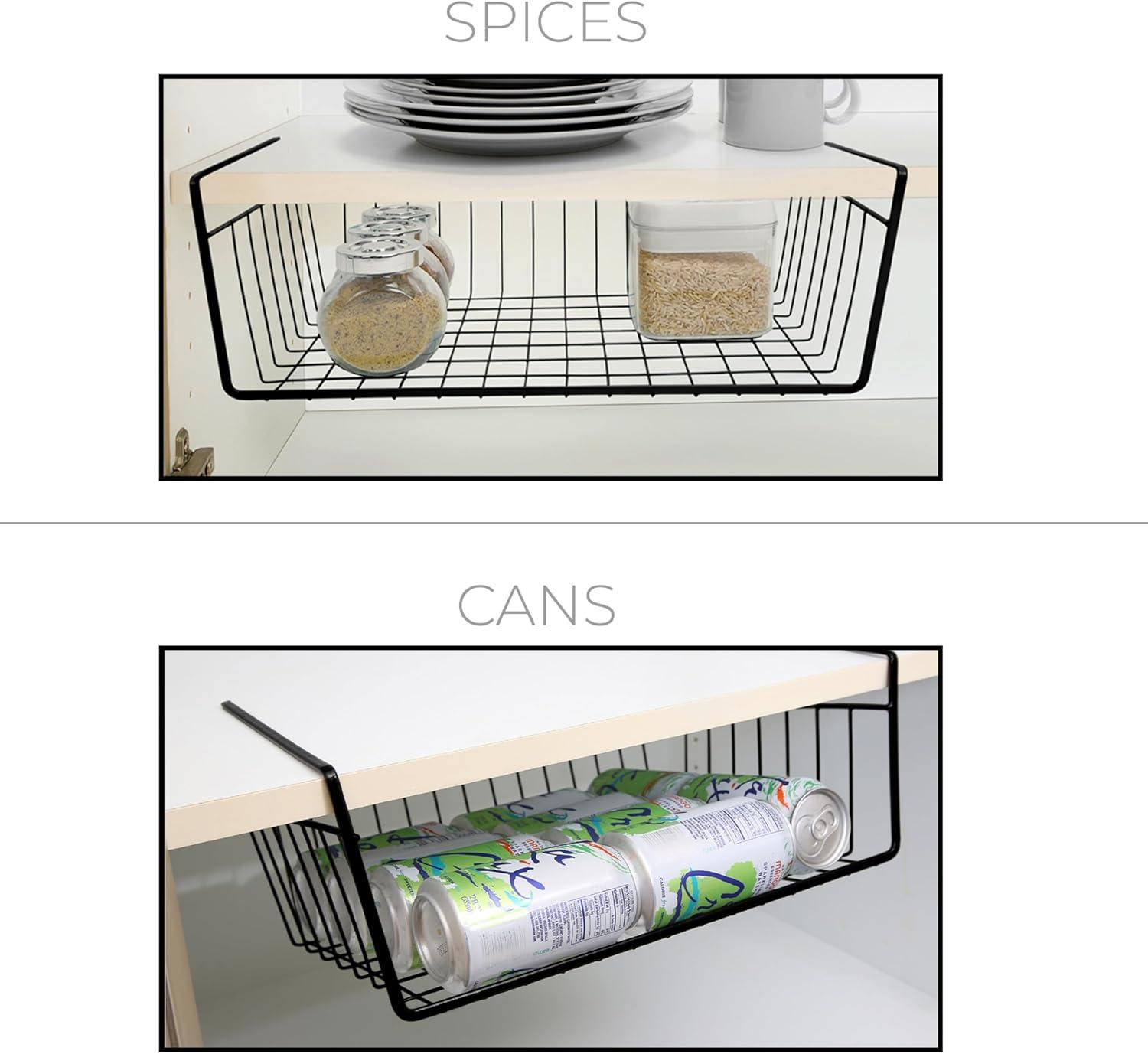 Smart Design Undershelf Storage Basket - Medium - 16 x 5.5 inch - Black