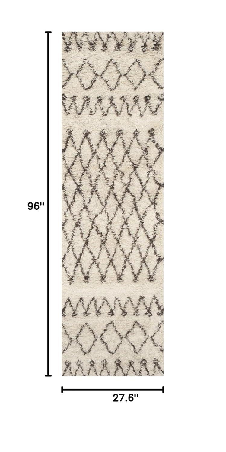 Casablanca CSB851 Hand Tufted Indoor Runner Rug - Ivory/Dark Brown - 2'3"x8' - Safavieh