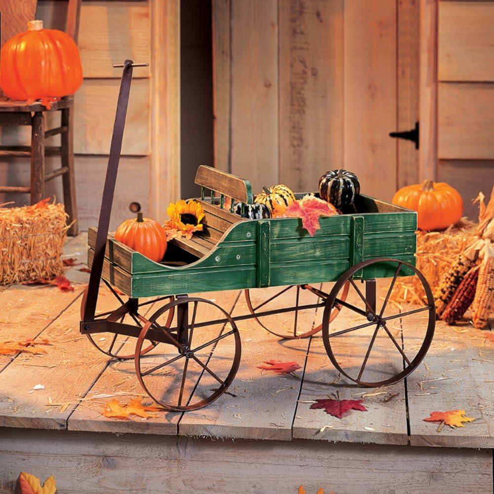 Collections Etc  Wagon Decorative Garden Planter NO SIZE Green