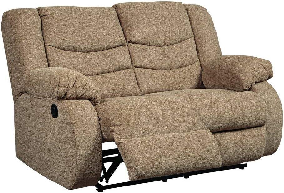 Mocha Fabric Pillow-Top Arm Reclining Loveseat