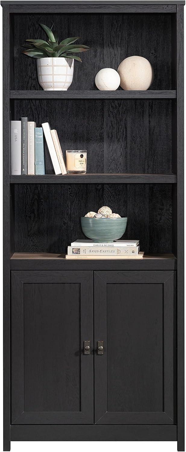 Raven Oak 5-Shelf Adjustable Library Bookcase with Doors