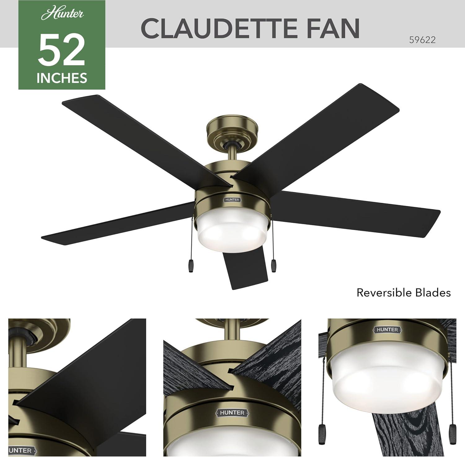 52" Claudette 5 - Blade LED Standard Ceiling Fan with Pull Chain and Light Kit Included