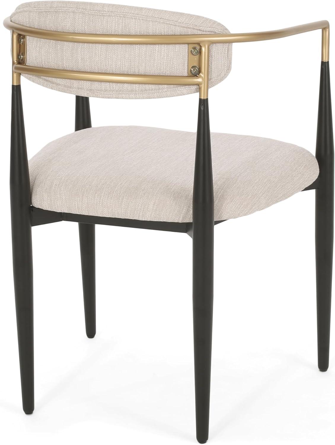 Christopher Knight Home Set of 2 Elmore Iron Upholstered Dining Chairs Beige/Black/Gold